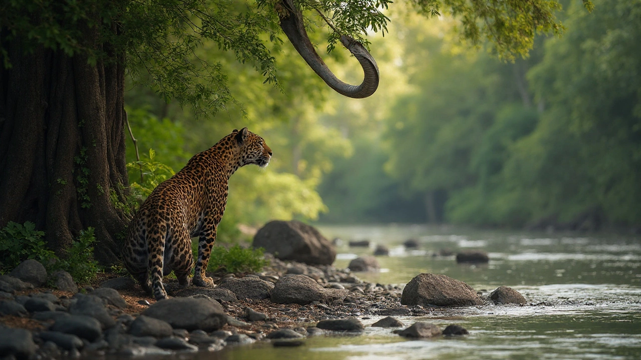 Anaconda cai de árvore e enfrenta jaguar em confronto raro no Pantanal