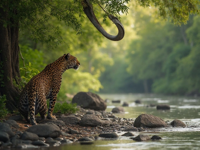 Anaconda cai de árvore e enfrenta jaguar em confronto raro no Pantanal